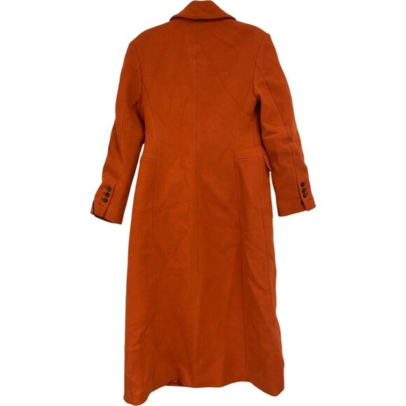 Zara Womens Tailored Long Jacket Coat Medium M Orange Wool Blend 2211/806 NWOT - Picture 3 of 12